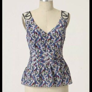 Anthropologie Edme & Esyllte “Vittorio” Beaded Silk peplum tank